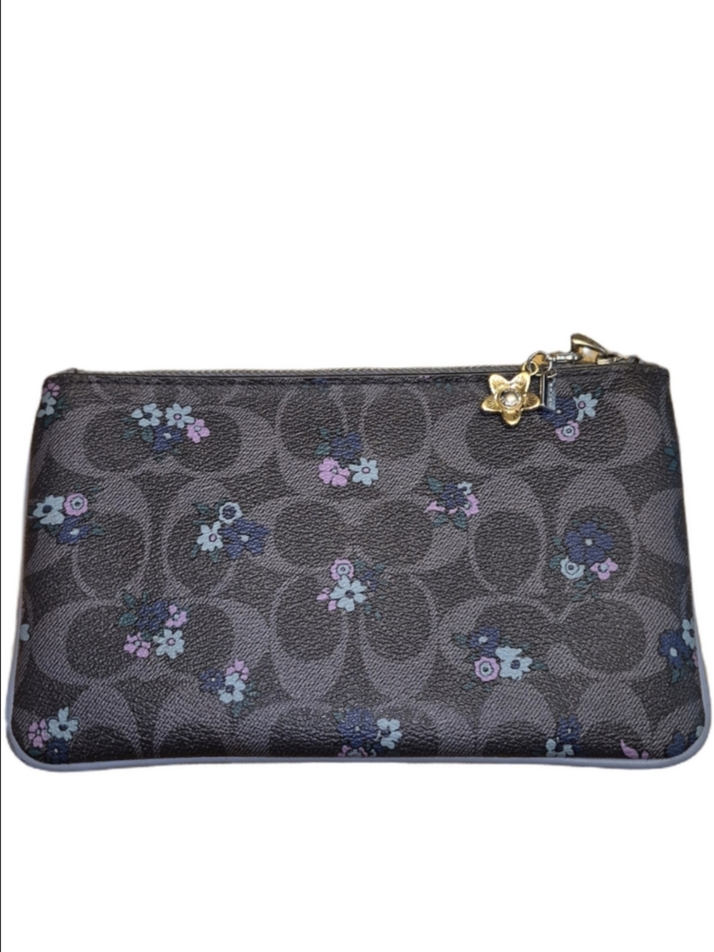 COACH Ranch Floral Signature C Zipper Pouch Wristlet With Coach Flower Bag Charm - Picture 2 of 10